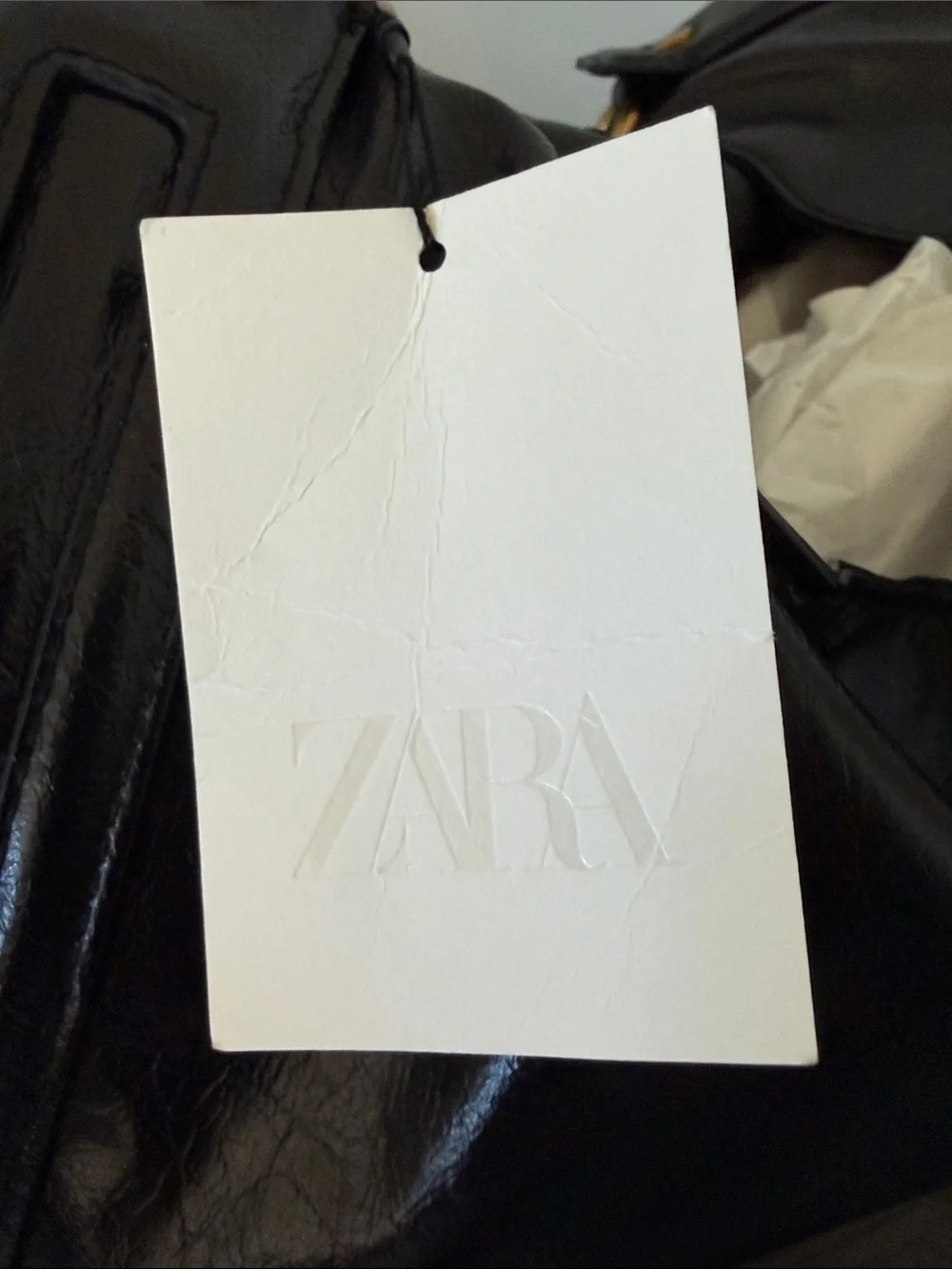 ZARA FR Black Hobo Bag with Gold Chain Accent